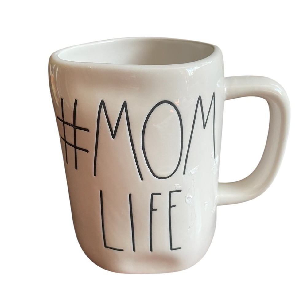 Rae Dunn White Ceramic "#MOM LIFE" Coffee Tea Mug Cup